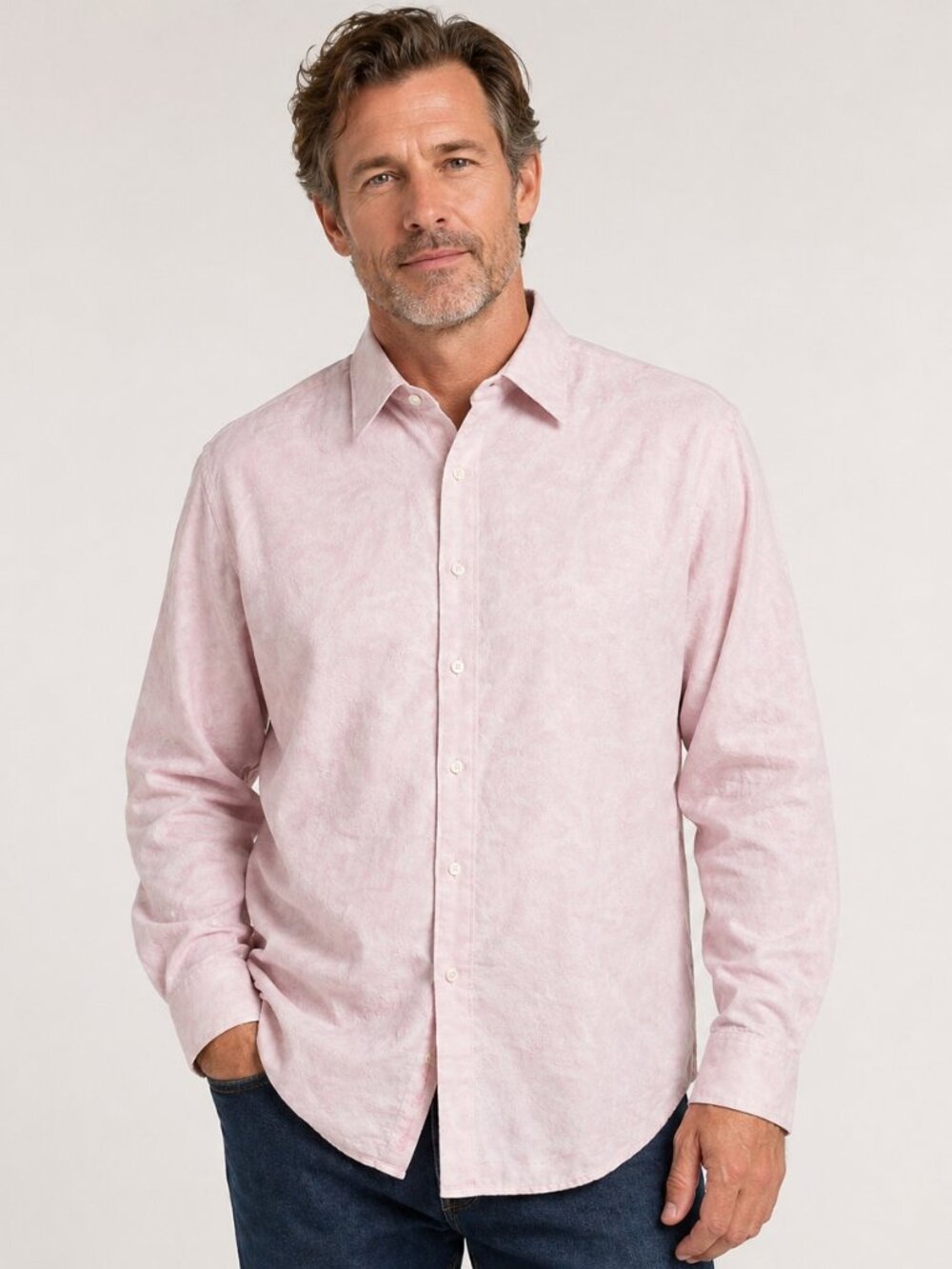Robert Graham 2XL Linen Cotton Pink Embroidered Button Down Shirt